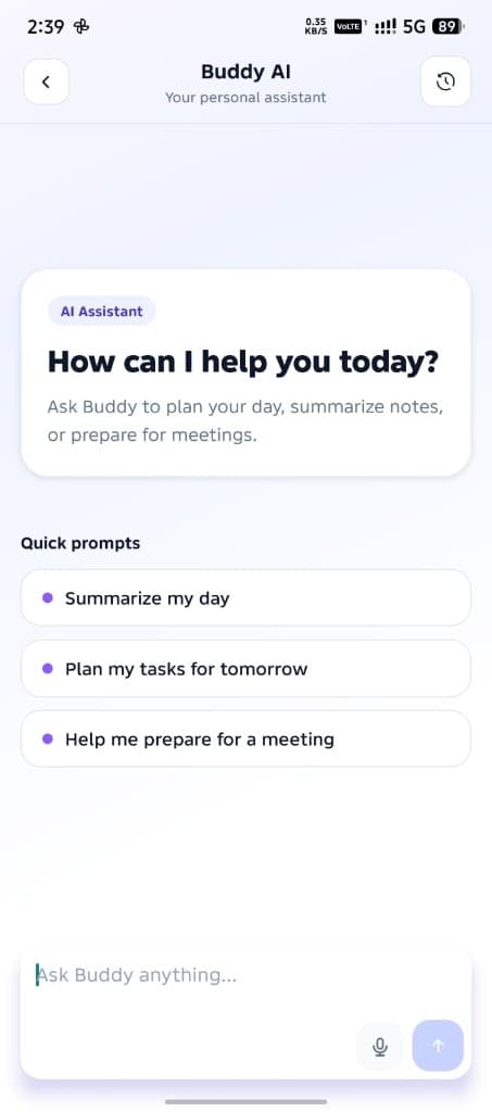 Buddy AI screen