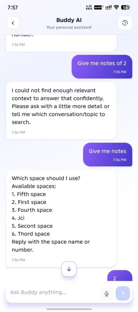Buddy chat screen